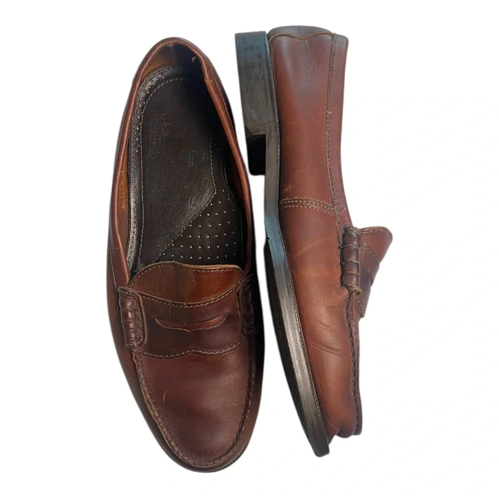 GH Bass Vintage Penny Loafers Brown Leather Made In USA Size 10